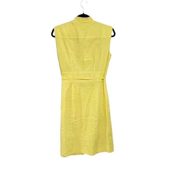 Antonio Melani Shift Dress 6 Yellow Linen Blend Button Up Sleeveless - Picture 2 of 5